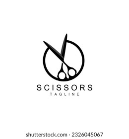 Scissors Logo, Shaver Vector, Simple Barber Shop Design, Icon, Background, Symbol, Template