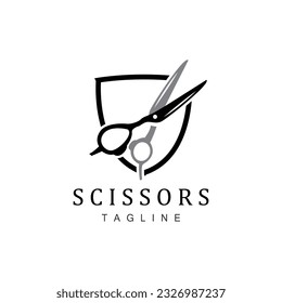 Scissors Logo, Shaver Vector, Simple Barber Shop Design, Icon, Background, Symbol, Template