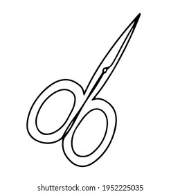 Scissors for
 manicure. Hand-drawn doodles. Hand and nail care. Vector illustration isolated on white background.