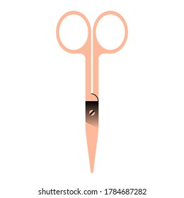 Scissors For Manicure. Rose Gold And Black Gradient. Vector Illustration.