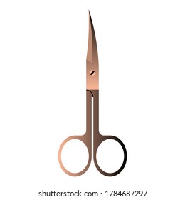 Scissors For Manicure. Rose Gold And Black Gradient. Vector Illustration.