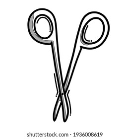 Scissors Medical equipment doodle vector icon. Drawing sketch illustration hand drawn line.