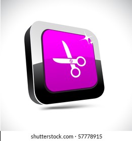 scissors metallic 3d vibrant square icon.