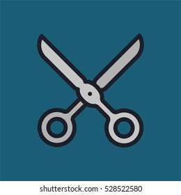 Scissors Minimal Color Flat Line Stroke Icon Pictogram Symbol Illustration