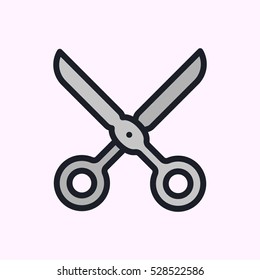 Scissors Minimal Color Flat Line Stroke Icon Pictogram Symbol Illustration