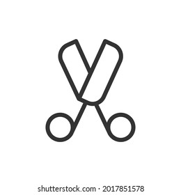 Scissors minimal line icon. Web stroke symbol design. Scissors sign isolated on a white background. Premium line icon.