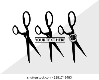 Scissors Monogram Vector Illustration Silhouette