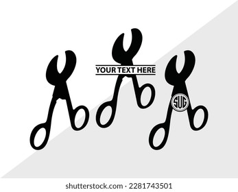 Scissors Monogram Vector Illustration Silhouette
