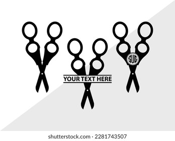Scissors Monogram Vector Illustration Silhouette