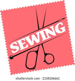 Scissors and needle symbol for a tailor. Design for cutting and sewing