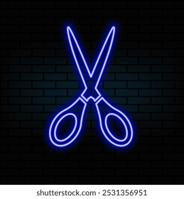 scissors neon icon. Simple thin line, outline vector of web, minimalistic icons for UI and UX, website or mobile application.4