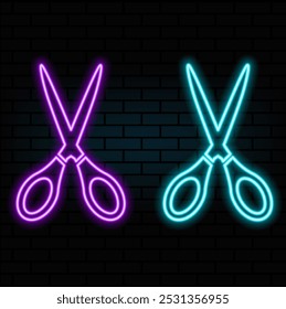 scissors neon icon. Simple thin line, outline vector of web, minimalistic icons for UI and UX, website or mobile application.5