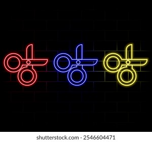 scissors neon icon. Simple thin line, outline vector of web, minimalistic icons for UI and UX, website or mobile application.