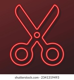 scissors neon sign, modern glowing banner design, colorful modern design trends on black background. Vector illustration.