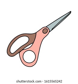 Scissors. object is isolated on a white background. Hand-drawn design element on the theme of needlework, cutting, embroidery and sewing. Color vector illustration in doodle style.