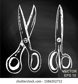 Scissors. On a chalk board. Cut. For your design.