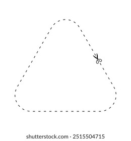 tesoura em forma de triângulo de linha tracejada, linha tracejada e tesoura, contorno de traço e tesoura