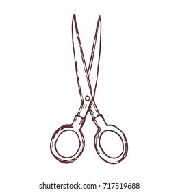 Scissors on white background, sketch illustration. Vector