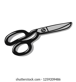 Scissors on white background. Vector isolated icon of quilting and sewing instrument to cut fabric. Patchwork, needlework tool.

