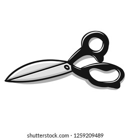 Scissors on white background. Vector isolated icon of quilting and sewing instrument to cut fabric. Patchwork, needlework tool.
