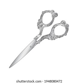 
scissors one line. Vector drawing.