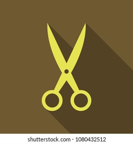 scissors, open on background. Flat design. Vector illustration.