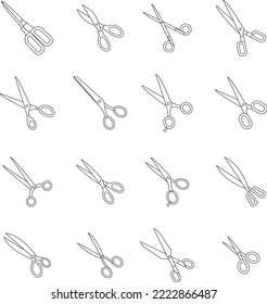 Scissors outline icon collection set