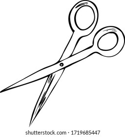 Scissors, outline illustration in doodle style. Design element