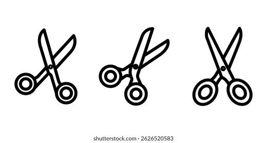 scissors outline or line icon design bundle.