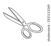 scissors outline vector illustration,isolated on white background,top view