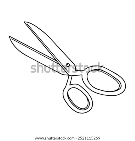 scissors outline vector illustration,isolated on white background,top view