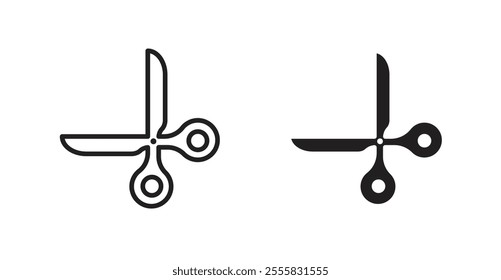 Scissors outlined and solid icon vector collection.