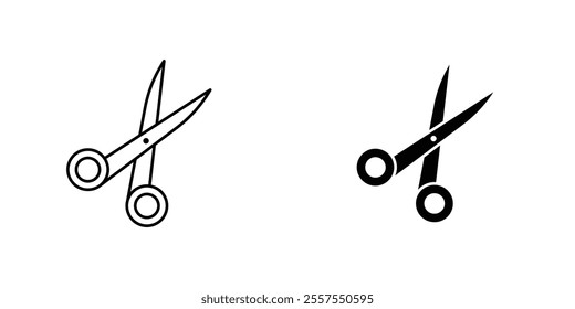 Scissors outlined and solid icon vector collection.