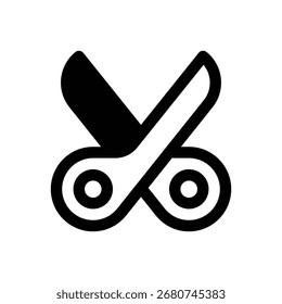 Scissors. Outlined stroke vector icon with black-filled details.