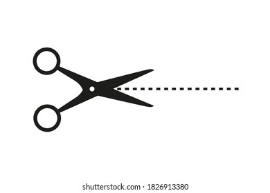 Scissors in paper cut style on black background. Vector illustration.
