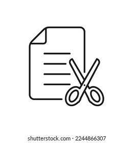 Scissors and paper. Edit document icon line style isolated on white background. Vector illustration