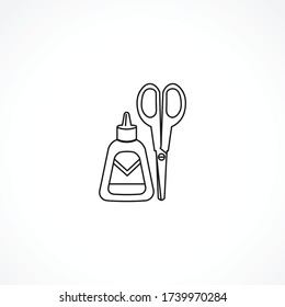 scissors with paper glue line icon. scissors isolated line icon