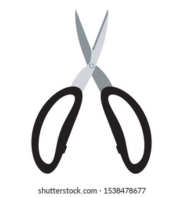 Scissors for paper with handles. Vector illustration isolated on white.