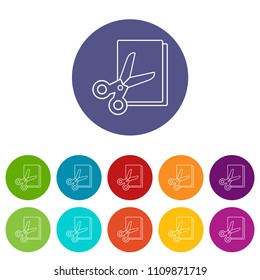 Scissors paper icons color set vector for any web design on white background