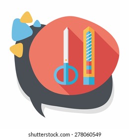 Scissors and paper knife flat icon with long shadow,eps10