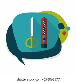 Scissors and paper knife flat icon with long shadow,eps10