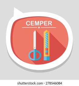 Scissors and paper knife flat icon with long shadow,eps10
