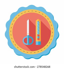 Scissors and paper knife flat icon with long shadow,eps10