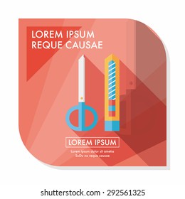 Scissors and paper knife flat icon with long shadow,eps10