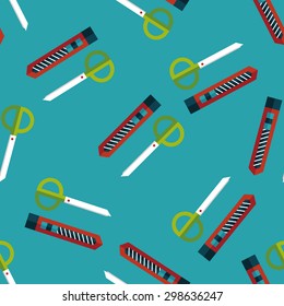 Scissors and paper knife flat icon,eps10 seamless pattern background