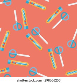 Scissors and paper knife flat icon,eps10 seamless pattern background
