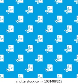 Scissors paper pattern vector seamless blue repeat for any use