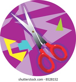 Scissors and paper pieces 	