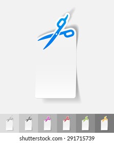 scissors paper sticker with shadow. Vector illustration