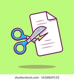 Scissors And Paper Vector Icon Illustration. Working Tools Equipment. Tool Icon Concept White Isolated. Flat Cartoon Style Suitable for Web Landing Page, Banner, Flyer, Sticker, Card